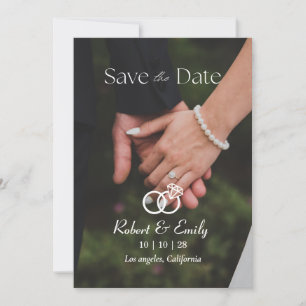 Minimalist simple elegant photo wedding  save the date