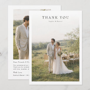 Minimalist Simple Elegant Photo Wedding Thank You Card