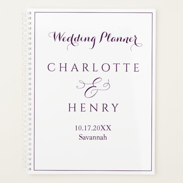 Minimalist Simple Elegant Purple Wedding  Planner (Front)