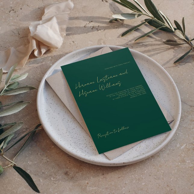 Minimalist Simple Emerald Green Luxe Wedding Invitation (Creator Uploaded)