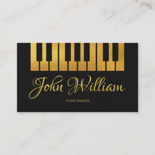 Minimalist Simple Faux Gold Piano Keys Business Card