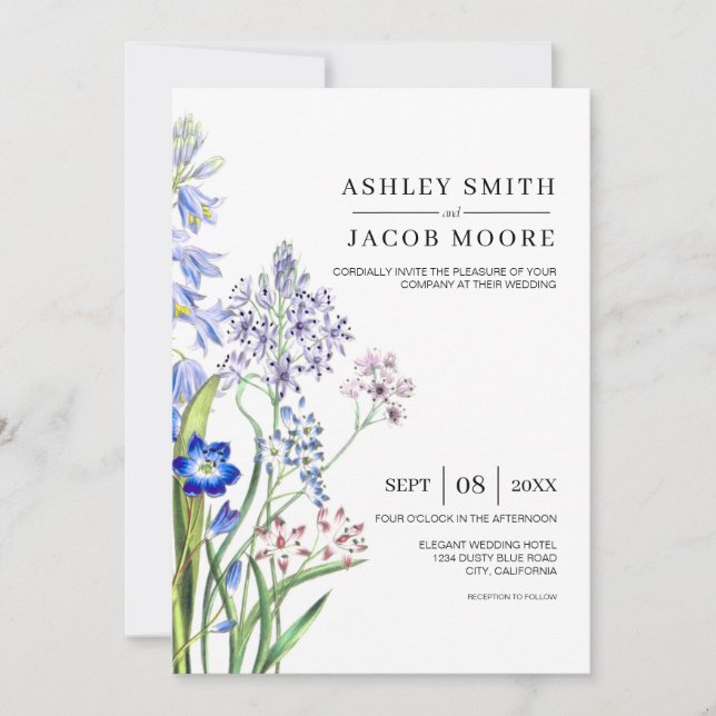 Minimalist Simple Floral Foliage Wedding Invitation (Front)