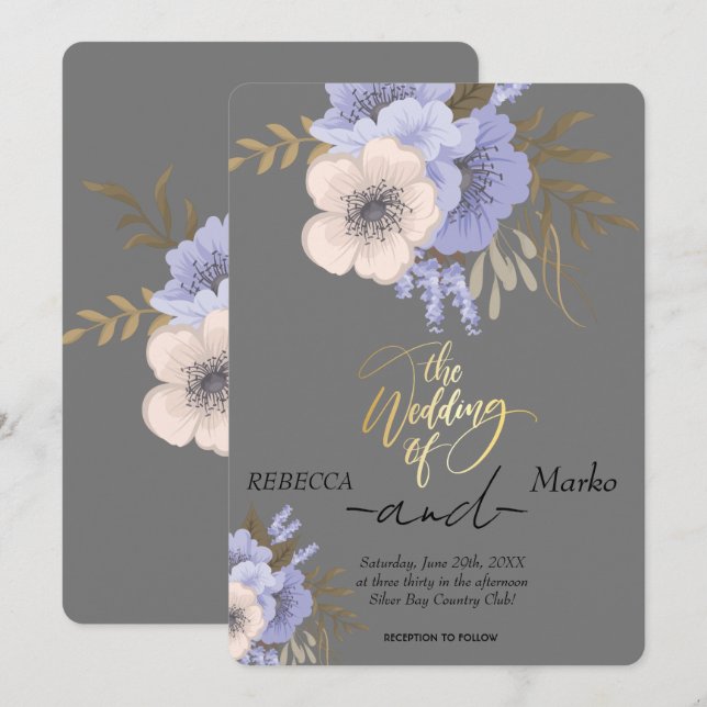 Minimalist Simple Floral invitation  (Front/Back)