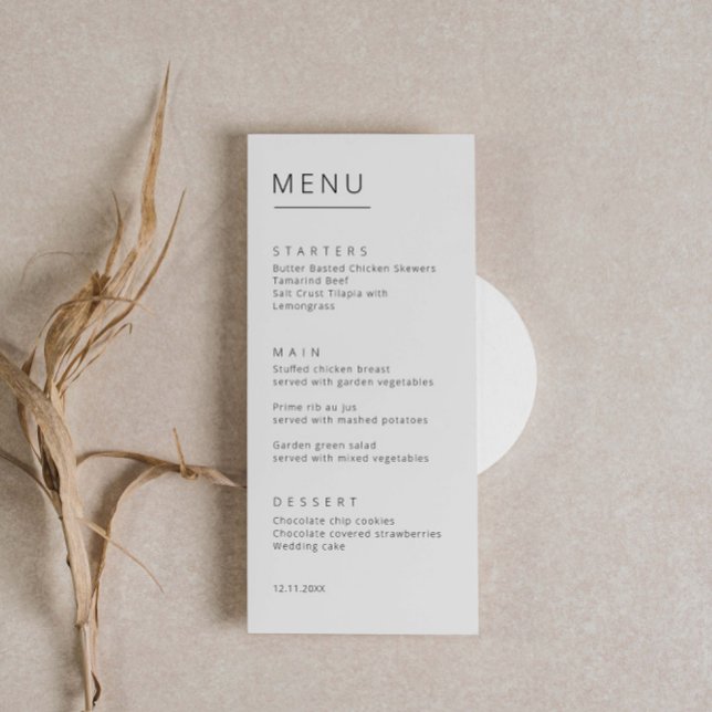 Minimalist Simple Font Wedding Menu Card (Creator Uploaded)