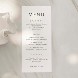 Minimalist Simple Font Wedding Menu Card