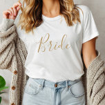 Minimalist Simple Gold Bachelorette Party Bride<br><div class="desc">This minimalist simple gold bachelorette party bride tri-blend shirt is perfect for a simple wedding shower. The modern romantic design features classic gold and white typography paired with a rustic yet elegant calligraphy with vintage hand lettered style. Customisable in any colour. Keep the design simple and elegant, as is, or...</div>