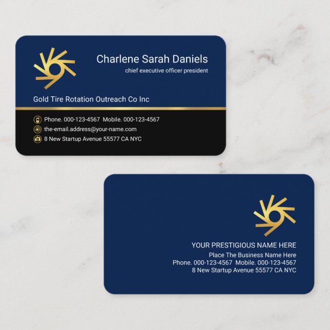 Minimalist Simple Gold Lines CEO Founder Business Card (Front/Back)