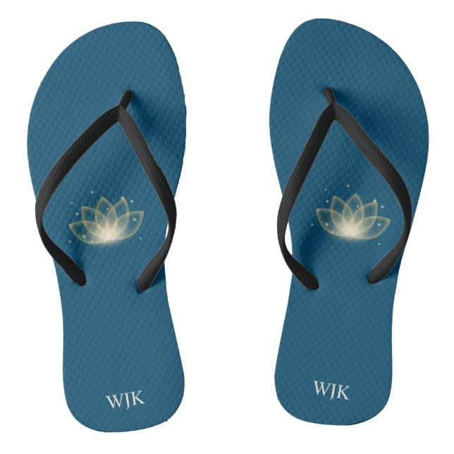 Minimalist Simple Gold Lotus Flower Icon  Flip Flops (Footbed)