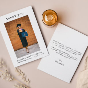 Minimalist Simple Graduation Photo Thank You Card