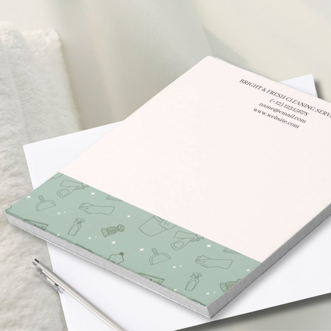 Minimalist Simple Green Cream Cleaning Services Notepad (Creator Uploaded)