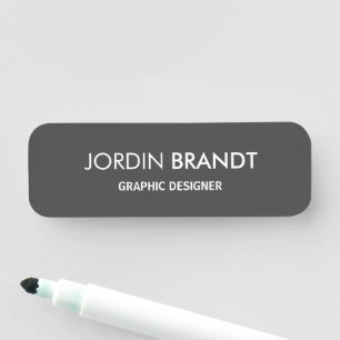 Minimalist simple grey business name tag