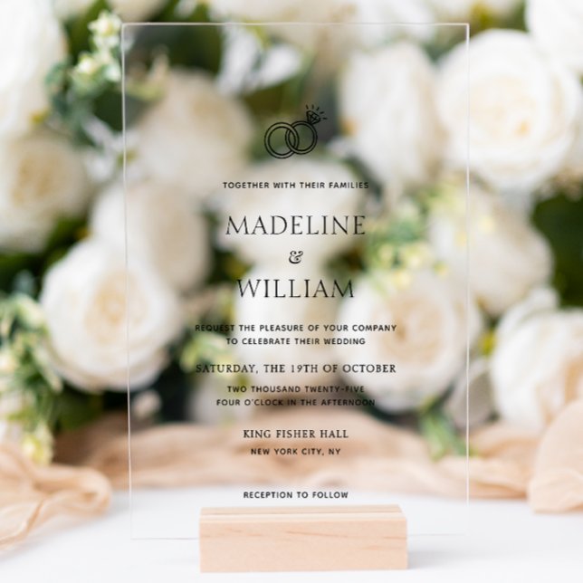 Minimalist Simple Hand Drawn Rings Wedding Acrylic Invitations (Creator Uploaded)