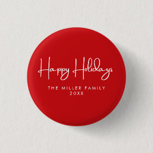 Minimalist Simple Happy holidays 3 Cm Round Badge