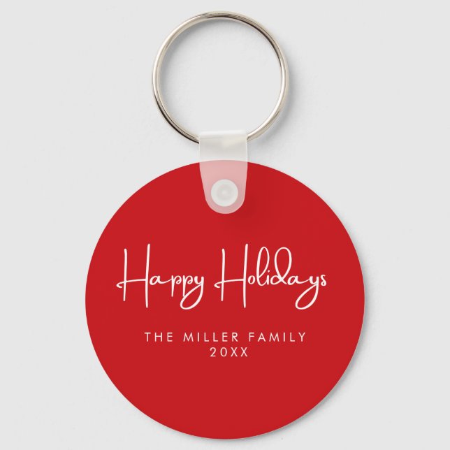 Minimalist Simple Happy holidays  Key Ring (Front)
