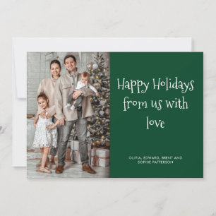 Minimalist Simple Happy Holidays Script Photo  Holiday Card