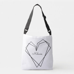 Minimalist Simple Heart Line Art Monogrammed Name Crossbody Bag