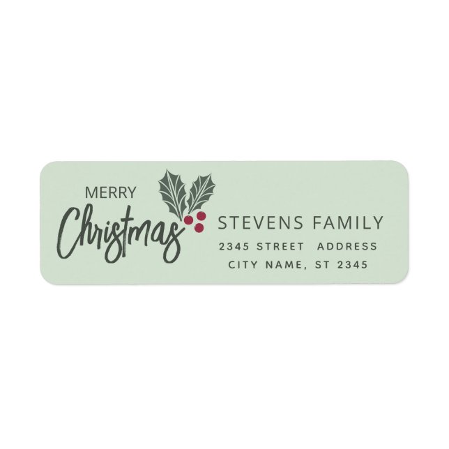 Minimalist simple holly  Merry Christmas   (Front)