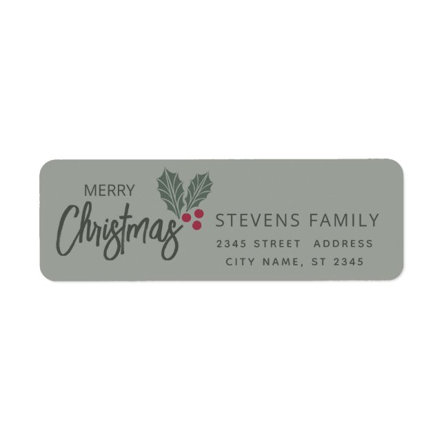 Minimalist simple holly  Merry Christmas   (Front)