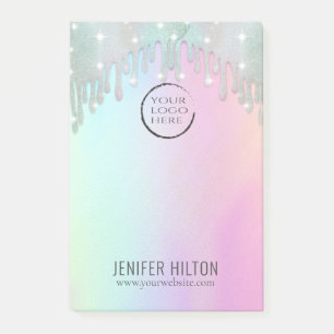Minimalist simple iridescent holographic your logo post-it notes