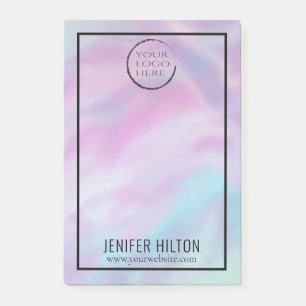 Minimalist simple iridescent holographic your logo post-it notes