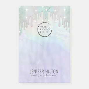 Minimalist simple iridescent holographic your logo post-it notes