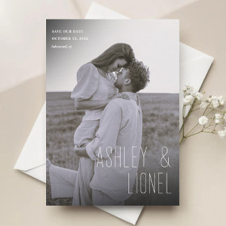 Minimalist Simple Layout Modern Photo Wedding Save The Date