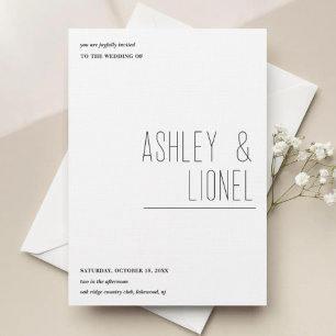Minimalist Simple Layout Modern Typography Wedding Invitation