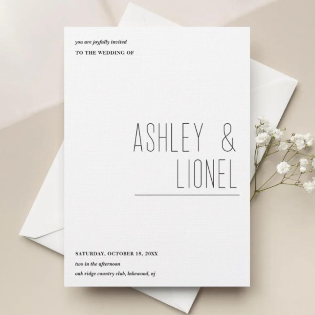 Minimalist Simple Layout Modern Typography Wedding Invitation (Creator Uploaded)