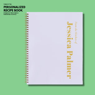Minimalist Simple Lilac Gold Monogram Name Recipe Notebook