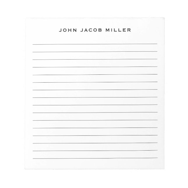 Minimalist Simple Lined Black Notepad (Front)