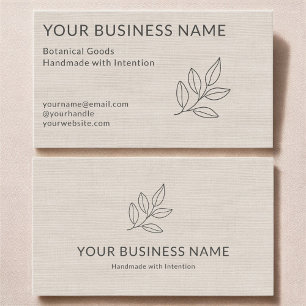 Minimalist Simple Linen Botanical Small Business Card