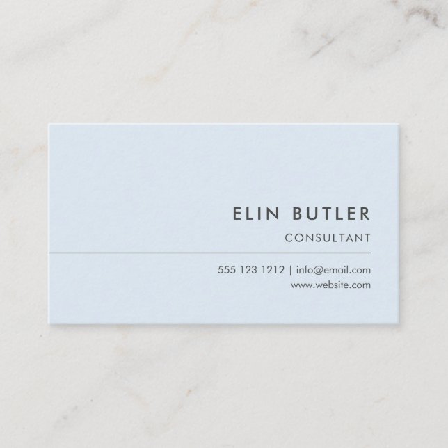 Minimalist Simple Logo Pastel Blue Business Card (Front)