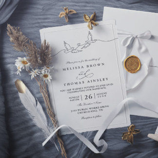 Minimalist Simple Lovely Dove Chic Elegant Wedding Invitation