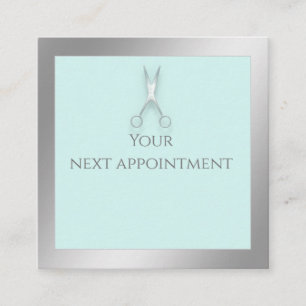 Minimalist simple luxury silver foil scissors appointment card
