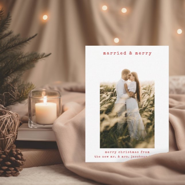 Minimalist Simple Married & Merry Christmas Card (Creator Uploaded)