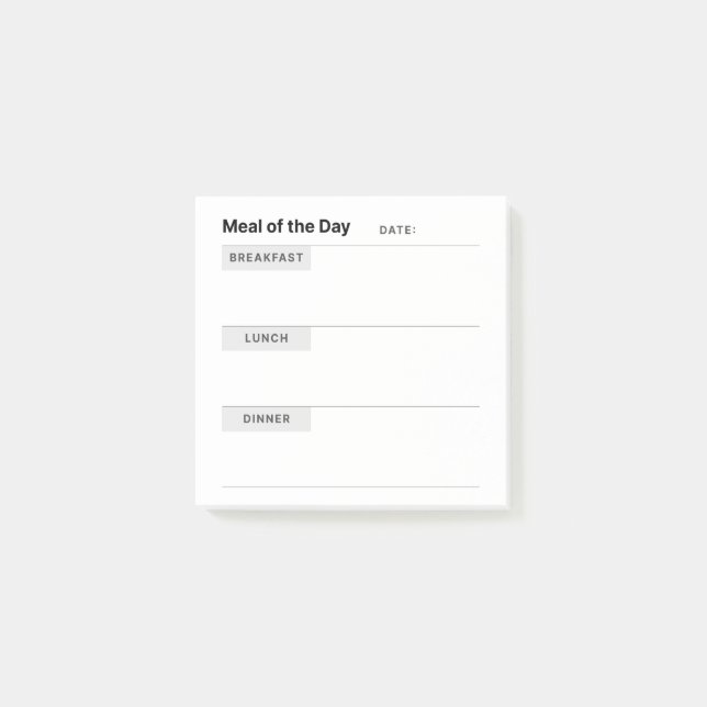 Minimalist Simple Meal Preparation Post-it Notes (Front)