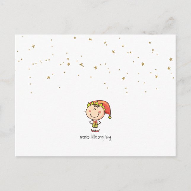 Minimalist Simple Merriest Little Elf Christmas Holiday Postcard (Front)