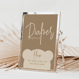 Minimalist simple modern Bear Baby Shower Diaper Poster