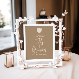 Minimalist simple modern Bear Baby Shower Game  Poster