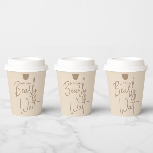 Minimalist simple modern bear Baby Shower  Paper Cups (Multi)