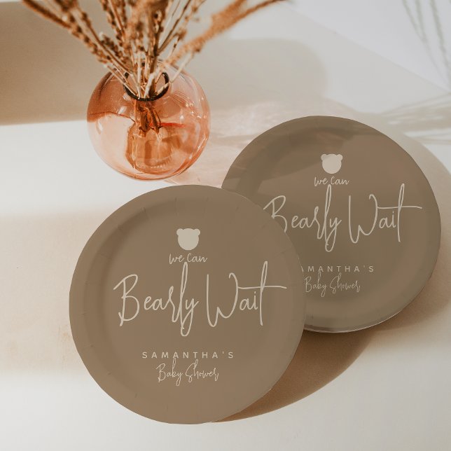 Minimalist simple modern bear Baby Shower  Paper Plate (Creator Uploaded)