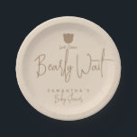 Minimalist simple modern bear Baby Shower Paper Plate<br><div class="desc">A little wild one is on the way? Of course you’ll celebrate! This We can bearly design help you plan a great Baby Shower!</div>