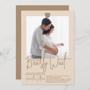 Minimalist simple modern bear Baby Shower Photo Invitation