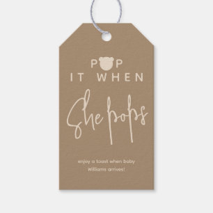 Minimalist simple modern bear Baby Shower Pop it Gift Tags
