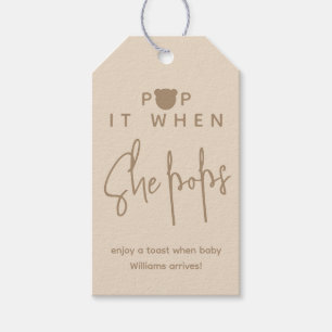Minimalist simple modern bear Baby Shower Pop it Gift Tags