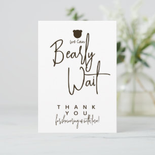 Minimalist simple modern bear Baby Shower Thank You Card