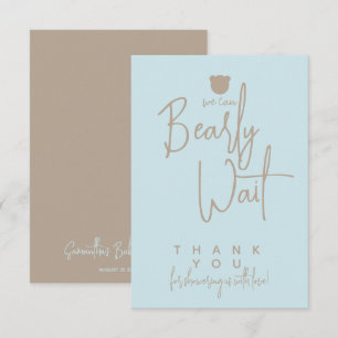 Minimalist simple modern bear Baby Shower Thank You Card