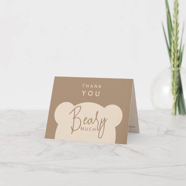 Minimalist simple modern bear Baby Shower Thank You Card (Front)