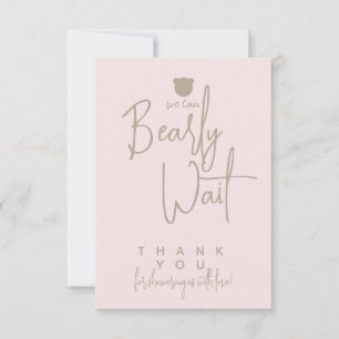 Minimalist simple modern bear Baby Shower  Thank You Card