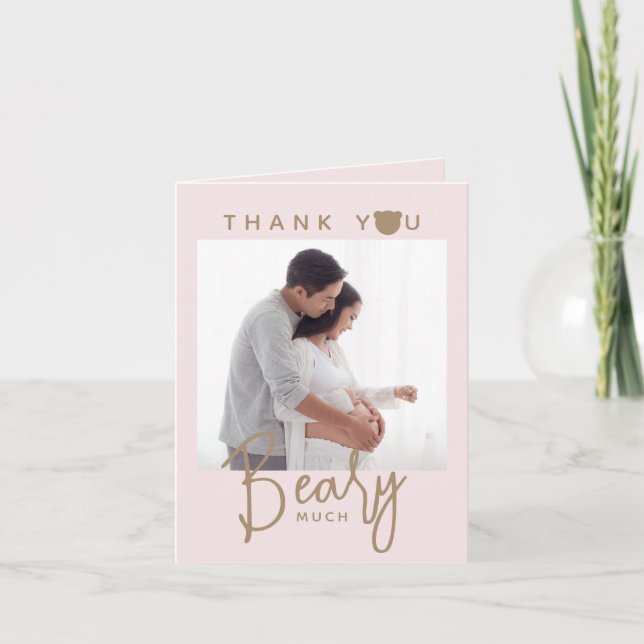 Minimalist simple modern bear Baby Shower  Thank You Card (Front)